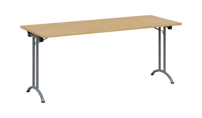 SLA 180 lak skládací jednací stůl 1800x700, deska 25 mm, podnož stříbrný lak, deska javor horský